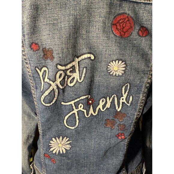 Old Navy Jean Jacket Medium Sweet Best Friend Gift Painted Design - Picture 3 of 8